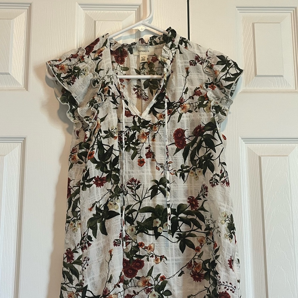 Floral Print Ruffle Sleeve Blouse